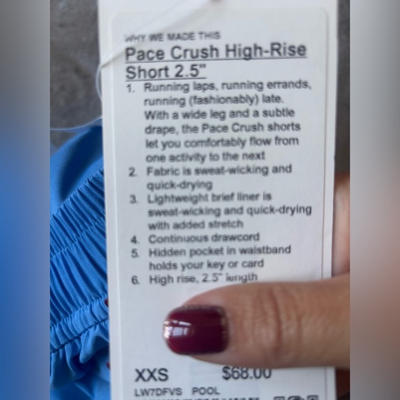 Lululemon Pace Crush High-Rise Short 2.5"
Pool Party XXS - Picture 4 of 4